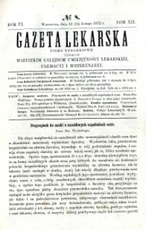 Gazeta Lekarska 1872 R.6, t.12, nr 8