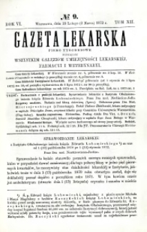 Gazeta Lekarska 1872 R.6, t.12, nr 9