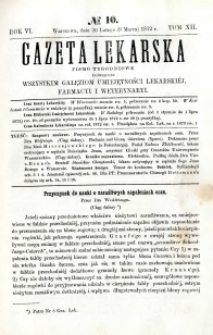 Gazeta Lekarska 1872 R.6, t.12, nr 10