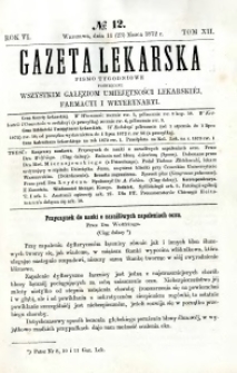Gazeta Lekarska 1872 R.6, t.12, nr 12