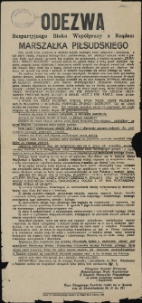 Odezwa Bezpartyjnego Bloku Wsp&oacute;łpracy z Rządem Marszałka Piłsudskiego