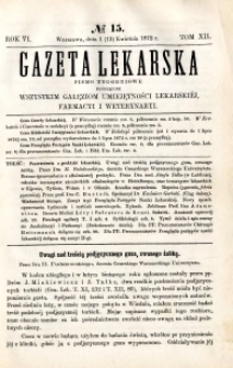 Gazeta Lekarska 1872 R.6, t.12, nr 15