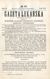 Gazeta Lekarska 1872 R.6, t.12, nr 17
