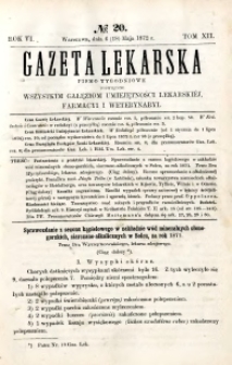 Gazeta Lekarska 1872 R.6, t.12, nr 20