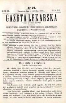 Gazeta Lekarska 1872 R.6, t.12, nr 21