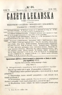 Gazeta Lekarska 1872 R.6, t.12, nr 24