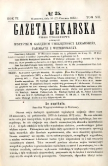 Gazeta Lekarska 1872 R.6, t.12, nr 25
