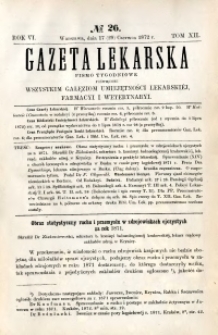 Gazeta Lekarska 1872 R.6, t.12, nr 26