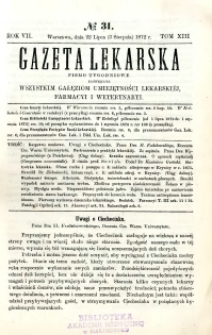 Gazeta Lekarska 1872 R.7, t.13, nr 31