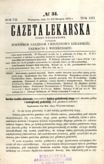 Gazeta Lekarska 1872 R.7, t.13, nr 34