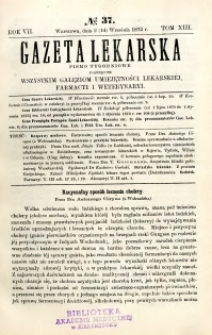 Gazeta Lekarska 1872 R.7, t.13, nr 37