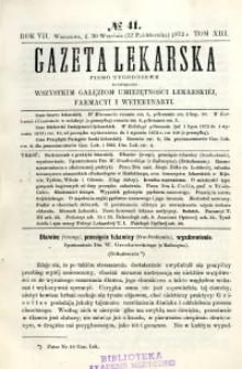 Gazeta Lekarska 1872 R.7, t.13, nr 41