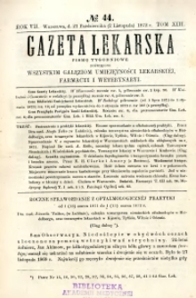 Gazeta Lekarska 1872 R.7, t.13, nr 44