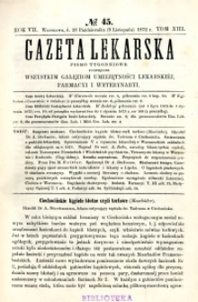 Gazeta Lekarska 1872 R.7, t.13, nr 45