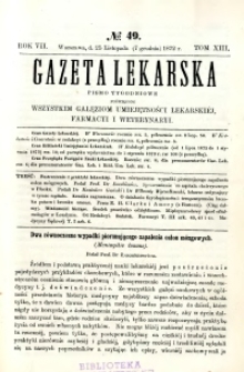 Gazeta Lekarska 1872 R.7, t.13, nr 49