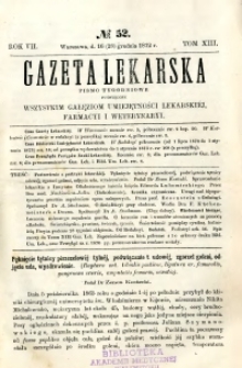 Gazeta Lekarska 1872 R.7, t.13, nr 52
