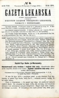 Gazeta Lekarska 1874 R.8, t.16, nr 6