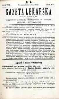 Gazeta Lekarska 1874 R.8, t.16, nr 7