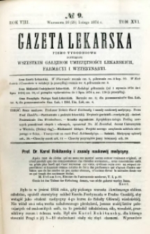 Gazeta Lekarska 1874 R.8, t.16, nr 9