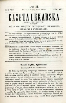 Gazeta Lekarska 1874 R.8, t.16, nr 12
