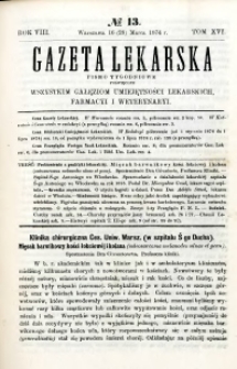 Gazeta Lekarska 1874 R.8, t.16, nr 13