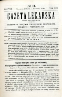 Gazeta Lekarska 1874 R.8, t.16, nr 14