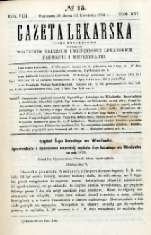 Gazeta Lekarska 1874 R.8, t.16, nr 15