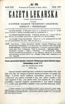 Gazeta Lekarska 1874 R.8, t.16, nr 19