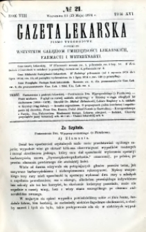Gazeta Lekarska 1874 R.8, t.16, nr 21