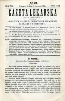 Gazeta Lekarska 1874 R.8, t.16, nr 23
