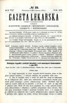 Gazeta Lekarska 1874 R.8, t.16, nr 25