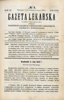 Gazeta Lekarska 1874 R.9, t.17, nr 1