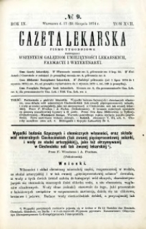 Gazeta Lekarska 1874 R.9, t.17, nr 9