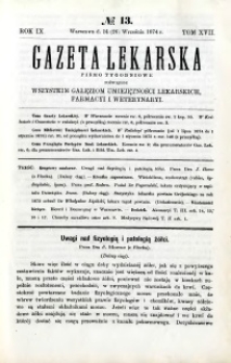 Gazeta Lekarska 1874 R.9, t.17, nr 13
