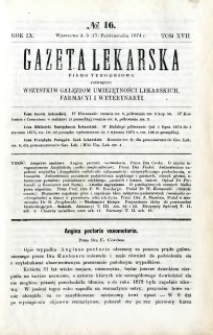 Gazeta Lekarska 1874 R.9, t.17, nr 16
