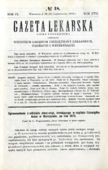 Gazeta Lekarska 1874 R.9, t.17, nr 18