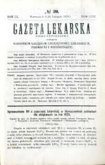 Gazeta Lekarska 1874 R.9, t.17, nr 20