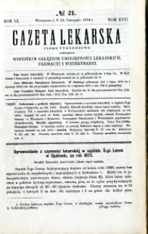 Gazeta Lekarska 1874 R.9, t.17, nr 21