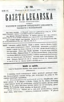 Gazeta Lekarska 1874 R.9, t.17, nr 22