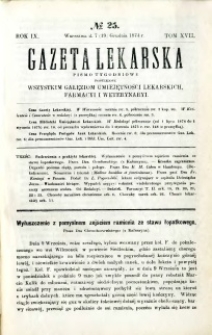 Gazeta Lekarska 1874 R.9, t.17, nr 25