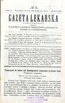 Gazeta Lekarska 1875 R.9, t.18, nr 1
