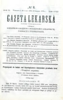 Gazeta Lekarska 1875 R.9, t.18, nr 2