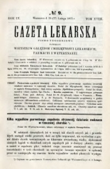 Gazeta Lekarska 1875 R.9, t.18, nr 9