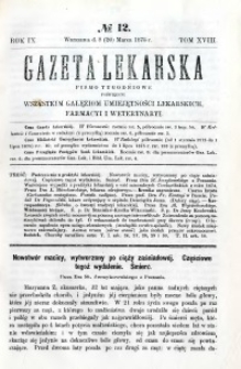 Gazeta Lekarska 1875 R.9, t.18, nr 12