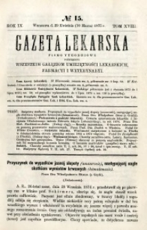 Gazeta Lekarska 1875 R.9, t.18, nr 15