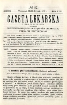 Gazeta Lekarska 1875 R.9, t.18, nr 17