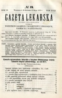 Gazeta Lekarska 1875 R.9, t.18, nr 19