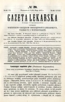 Gazeta Lekarska 1875 R.9, t.18, nr 20