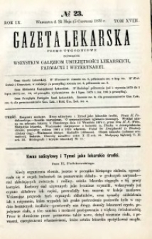 Gazeta Lekarska 1875 R.9, t.18, nr 23
