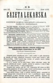 Gazeta Lekarska 1877 R.12, t.23, nr 3